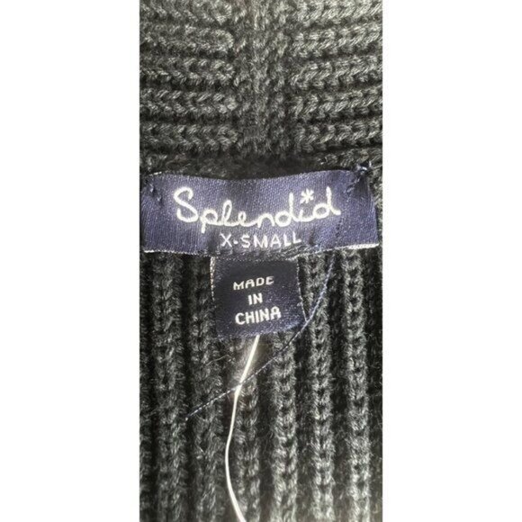 Anthropologie Splendid Juliet Black Ribbed Open Front Knit Vest X-Small - Picture 3 of 16